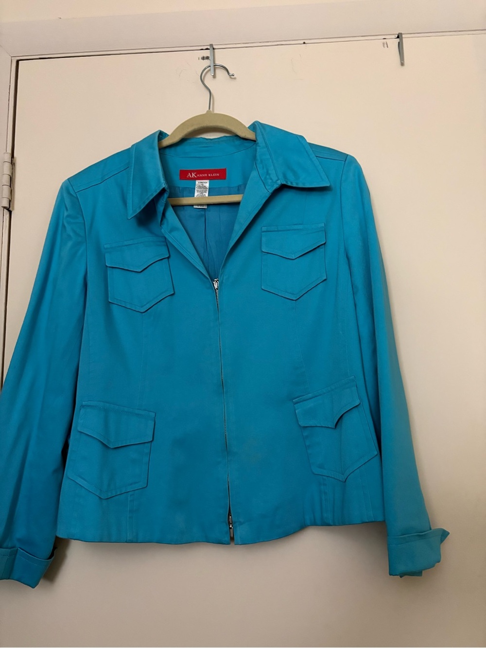 Anne Klein Teal Utility Zip Jacket
